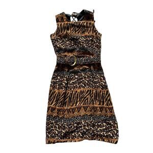 Petite Sophisticate Women/Teen Animal Print Dress Size 0 Small Vintage Mix Media